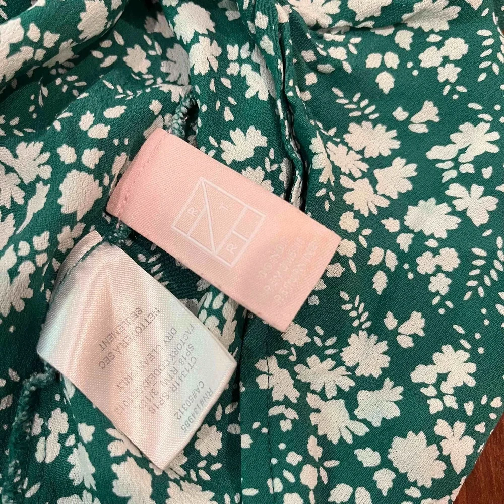 For Love & Lemons Kelly Green Floral Crop Blouse Wrap Tie Front 3/4‎ Sleeve Sz M